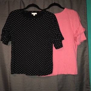 14th & Union round neck T-shirt’s w ruffle sleeve
